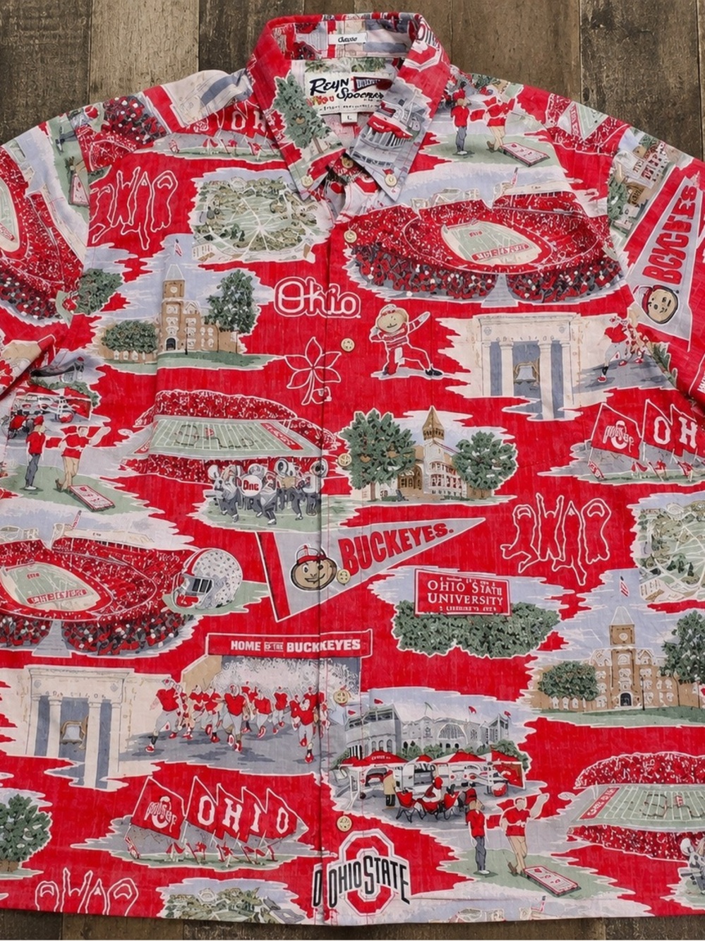 reyn spooner Red Ohio State Buckeyes All-Over Print Button-Down Shirt